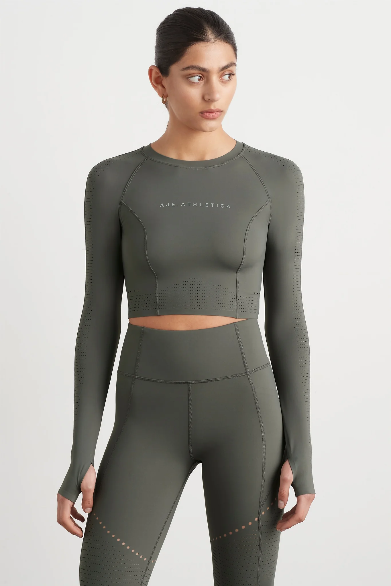 Perforated Long Sleeve Crop Top 340 1 Perforated Long Sleeve Crop Top 340