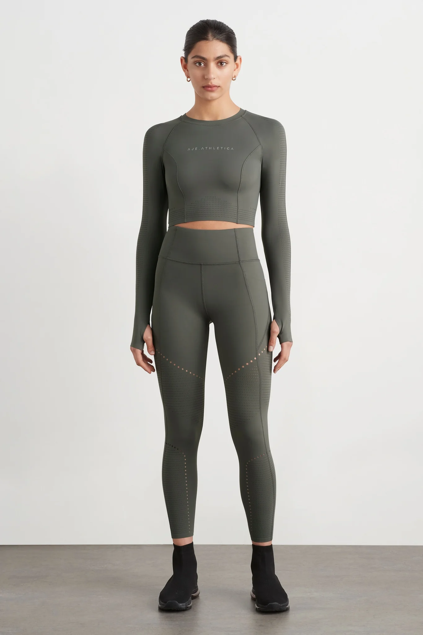 Perforated Long Sleeve Crop Top 340 3 Perforated Long Sleeve Crop Top 340