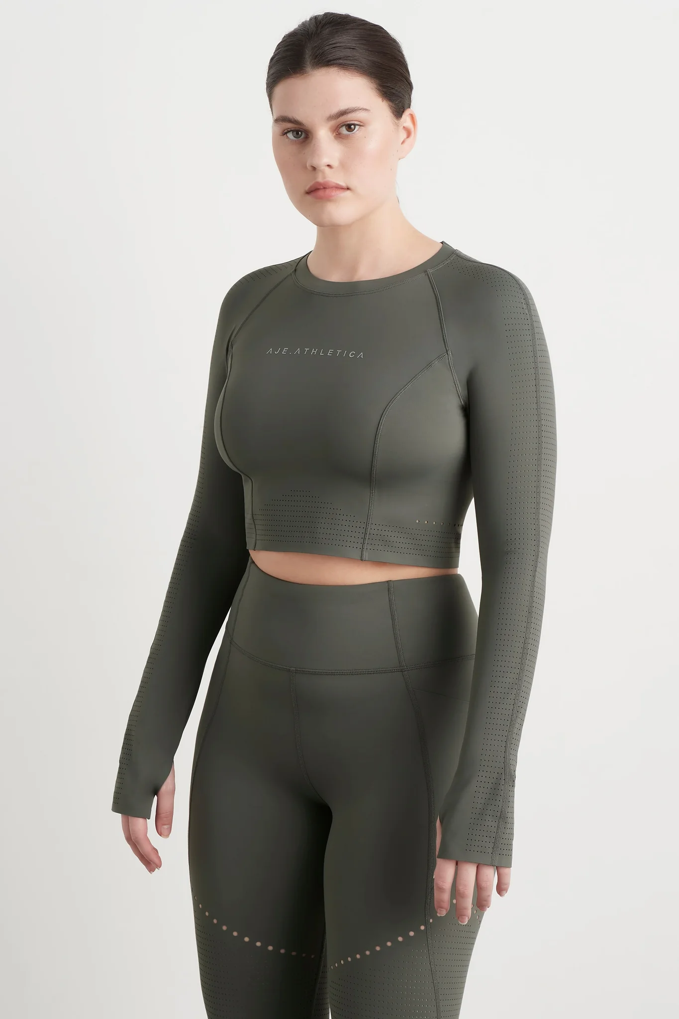 Perforated Long Sleeve Crop Top 340 6 Perforated Long Sleeve Crop Top 340