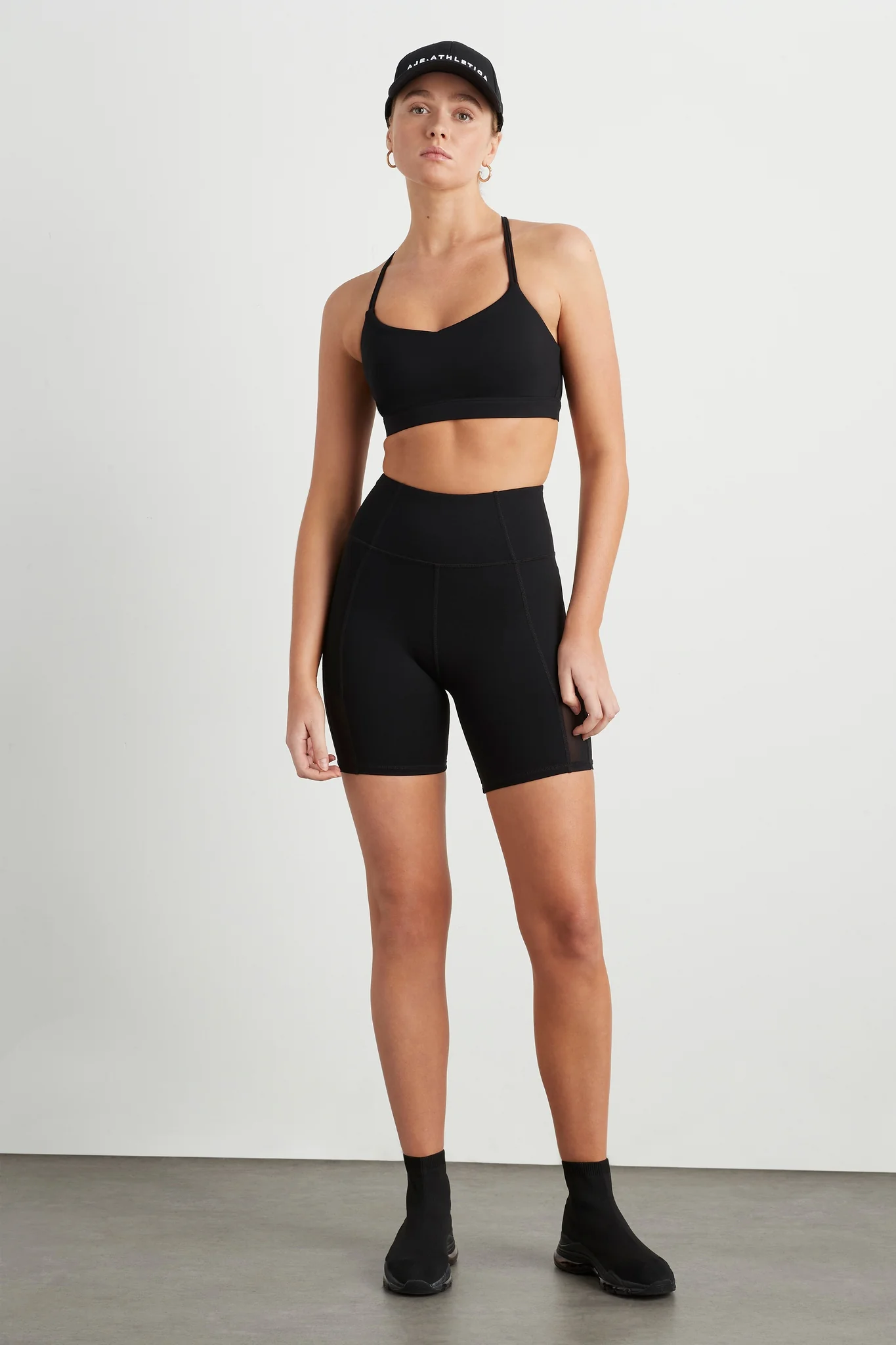 High Rise Mesh Detail Bike Shorts 203
