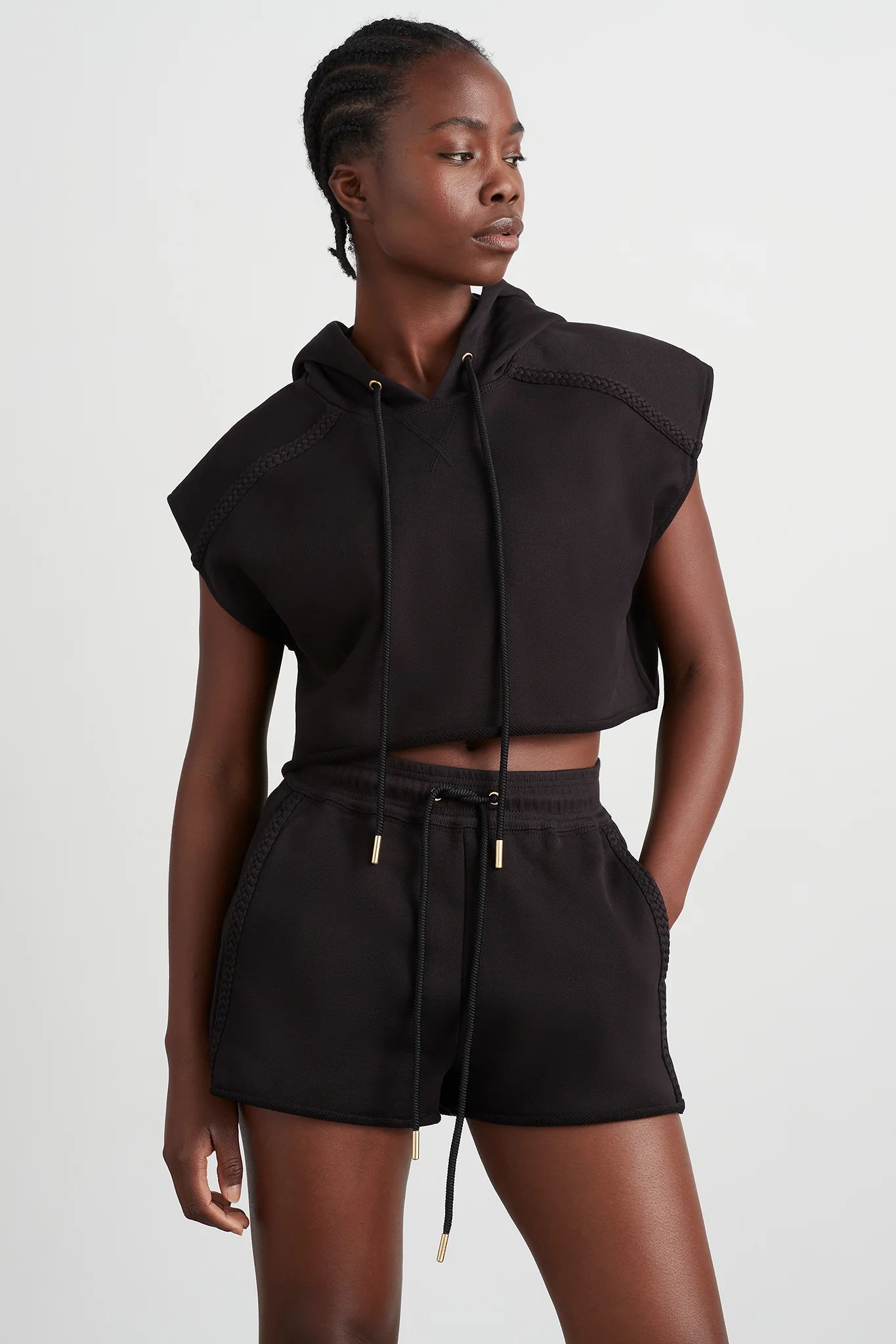 Braided Terry Crop Hoodie 402
